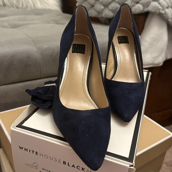 White House Black Market 3.5inch heels. Color is Elisa Officer Blue. - Picture 3 of 4